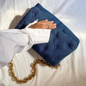 Zara quilted denim shoulder bag